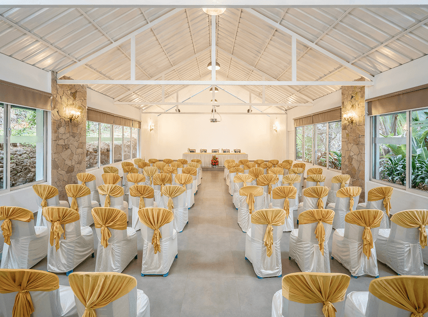 Banquet hall setup at Blanket Riverside Resort, Munnar