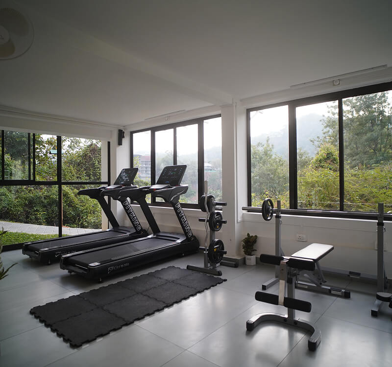 Fitness centre and multi-gym at Blanket Riverside Resort, Munnar